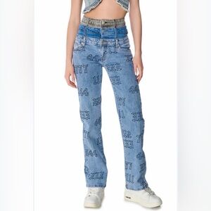 AKIRA Blue Graphic Women's Jeans